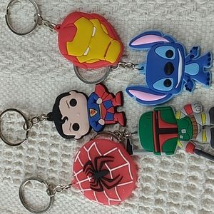 5 Super Heros Key Chains Premium Material & Safe PVC Lot # 3